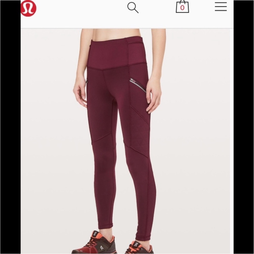 Lululemon Toasty Tech Fleece Tights II Leggings Burgundy Size 4 - Picture 15 of 15